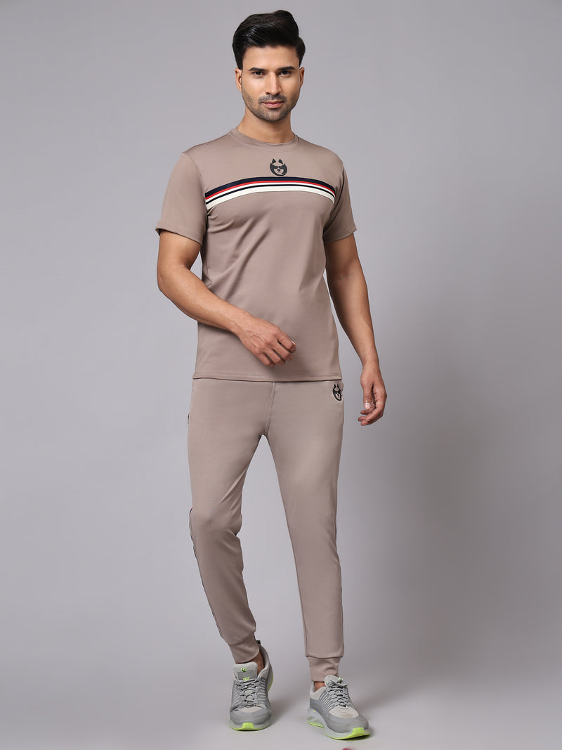 All-Season Beige Tracksuit with Contrast Panel