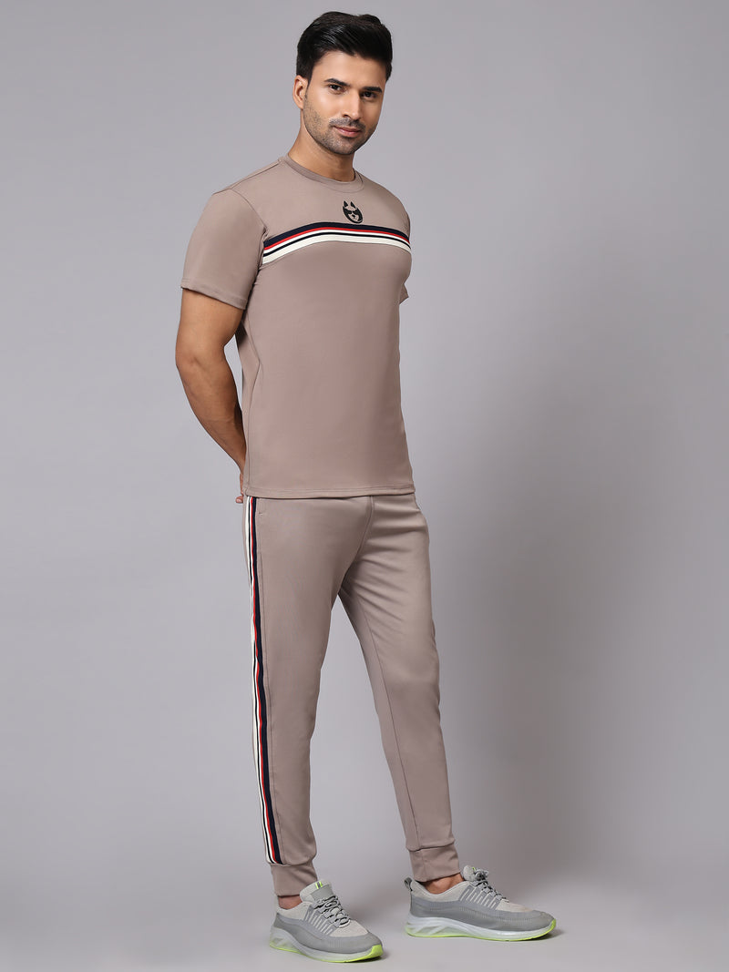 All-Season Beige Tracksuit with Contrast Panel